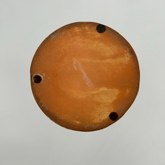 Vintage Pottery Craft Vase With Orange & Brown Stripes - Picture 3 of 6